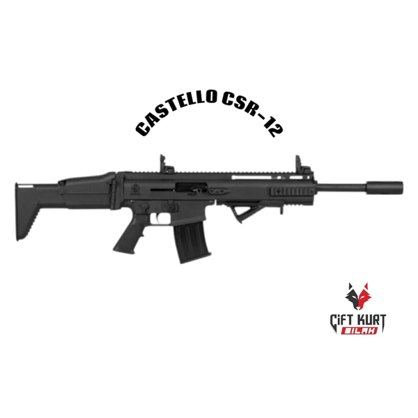 CASTELLO CSR-12 (SCAR-12) ŞARJÖRLÜ YARI OTOMATİK YİVSİZ AV TÜFEĞİ (SİYAH)